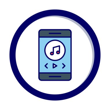 akıllı telefon müzik çalar simgesi doldurulmuş taslak biçimi