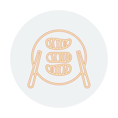 Tabak simgesinde suşi, vektör illüstrasyonu