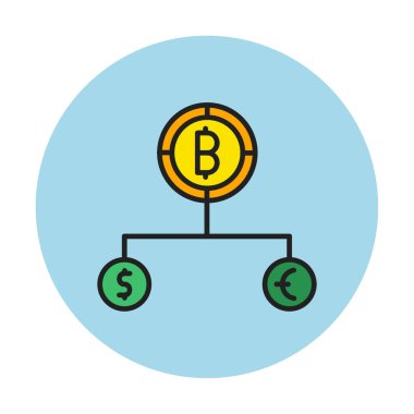 Para birimi yapısını bitcoin, dolar ve avro sembolleriyle böl 