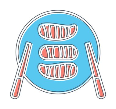 Tabak simgesinde suşi, vektör illüstrasyonu