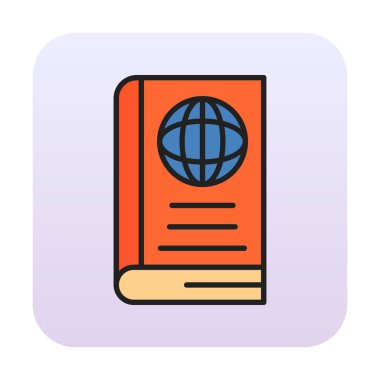 Basit Dünya Kitabı simgesi, vektör illüstrasyonu