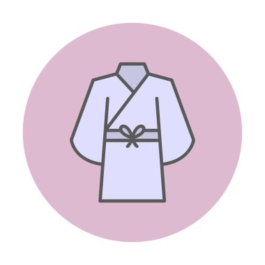 Yukata simgesi, doğrusal izole edilmiş illüstrasyon, ince çizgi vektörü, web tasarım işareti 