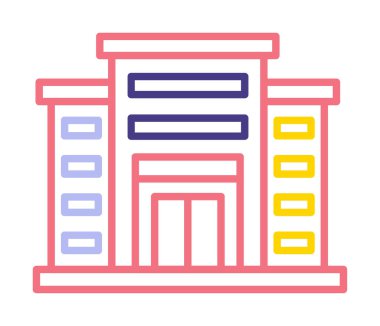 Alışveriş merkezi simgesi. Alışveriş merkezi oluşturma simgesi, vektör illüstrasyonu 