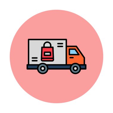 Teslimat kamyonu vektör simgesi modern basit illüstrasyon                        