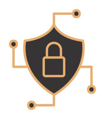 Asma kilit simgesi, vektör illüstrasyonlu güvenli kalkan