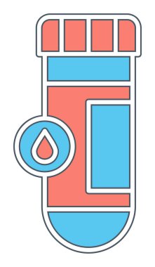 Kan testi tüpü ana hat vektör simgesi. Laboratuvar test sembolü, logo illüstrasyonu.