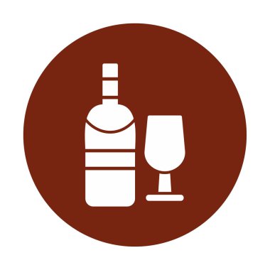 şarap şişe ve cam kutsal kişilerin resmi, vektör çizim  