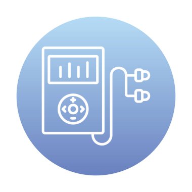 Kulaklık simgesi, vektör illüstrasyonlu Mp3 oynatıcı