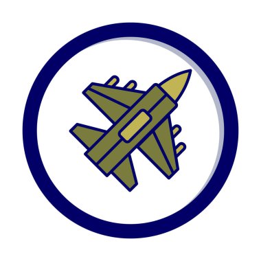 Jet Fighter ikonu. Askeri uçak uçuşu. vektör illüstrasyonu