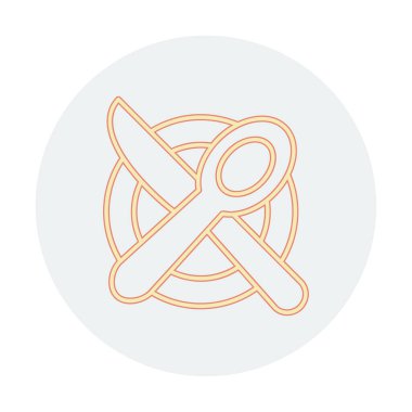 bıçak ve çatal tabakta, yemek ikonu, vektör illüstrasyonu  