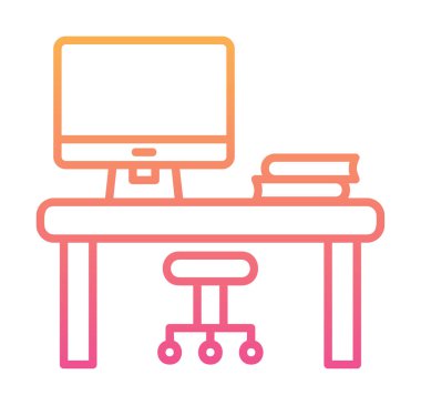 ofis masası simgesi, basit vektör illüstrasyonu