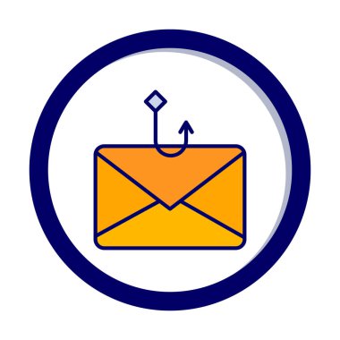 E-posta ile balık oltası. Posta zarfı simgesi ile balıkçılık dolandırıcılığı. 