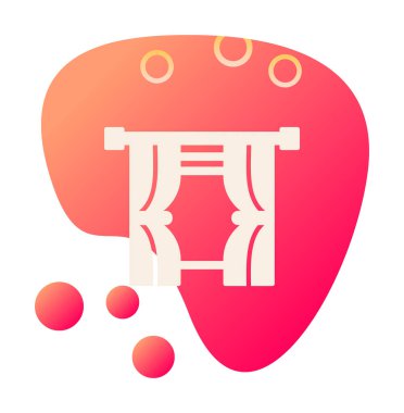 Tiyatro perdeleri simgesi, vektör illüstrasyonu 