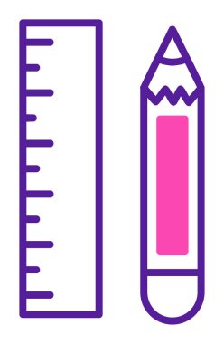 Kalem ve cetveli satırı simgesi, vektör çizim