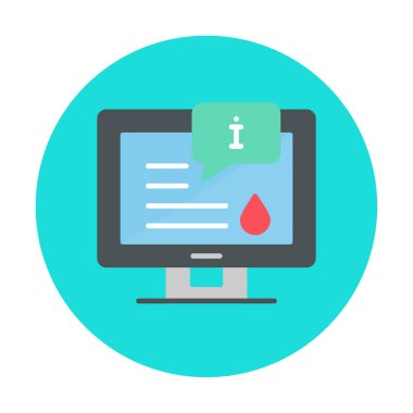 Bilgi simgesi vektör illüstrasyonlu bilgisayar ekranı