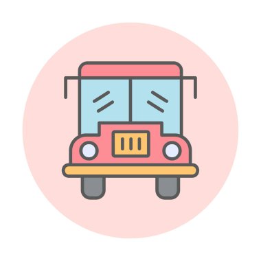 düz okul servisi simgesi basit illüstrasyon tasarımı