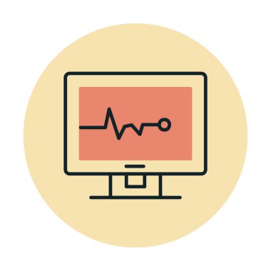 Basit kardiyogram simgesi, vektör illüstrasyonu