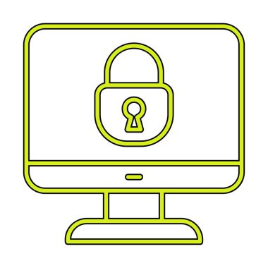 Basit Bilgisayar monitörü Ekran simgesi, vektör illüstrasyonunu kilitle