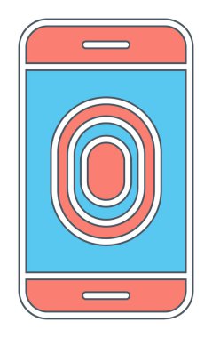 Kilitlenmemiş Parmak izi ikon vektör illüstrasyonlu akıllı telefon  