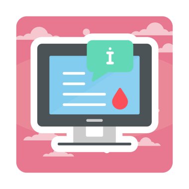 Bilgi simgesi vektör illüstrasyonlu bilgisayar ekranı