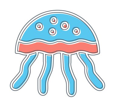 Denizanası. Web simgesi basit illüstrasyon                       