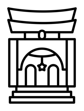 Basit antik Asya Tapınağı simgesi, vektör illüstrasyonu