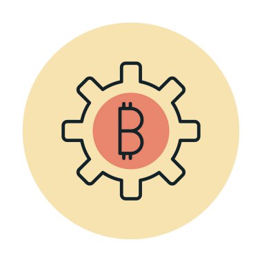 Bitcoin dişli çizgisi simgesi, vektör illüstrasyonu 