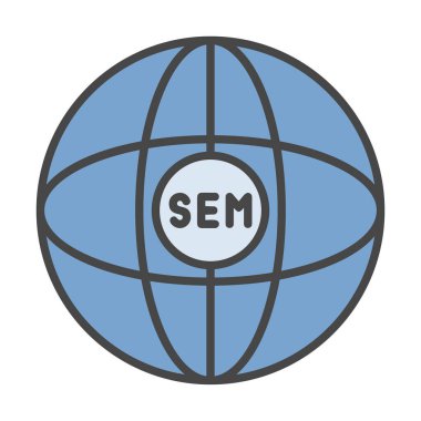 düz dünya ve Sem simgesi vektör illüstrasyonu