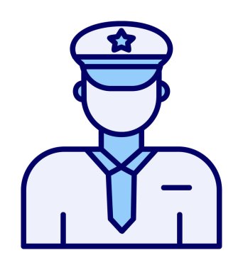 Üniformalı düz simgeli polis memurunun vektör çizimi