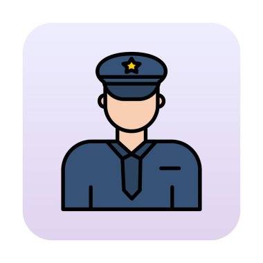 Üniformalı düz simgeli polis memurunun vektör çizimi