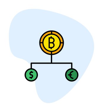 Para birimi yapısını bitcoin, dolar ve avro sembolleriyle böl 