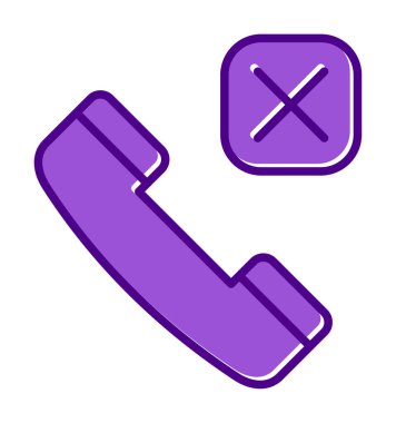 düz arama telefonu reddedilmiş simge vektör illüstrasyonu 