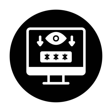 Basit Bilgisayar Casus Yazılımı simgesi, vektör illüstrasyonu