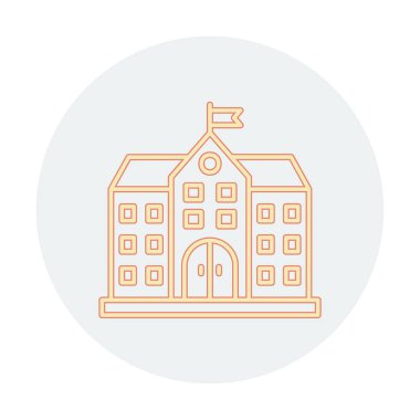 Üniversite binası ikonu. Düz renk tasarımı. vektör illüstrasyonu.                           