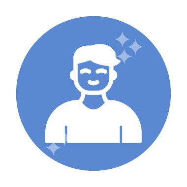 Saç stili vektör çizimi olan genç erkek avatar. 