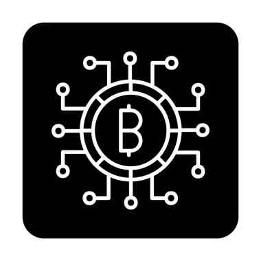 Bitcoin işareti, vektör illüstrasyonlu dijital para simgesi 