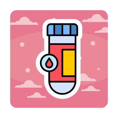 Kan testi tüpü ana hat vektör simgesi. Laboratuvar test sembolü, logo illüstrasyonu.