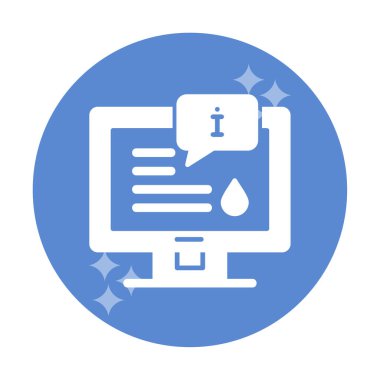 Bilgi simgesi vektör illüstrasyonlu bilgisayar ekranı