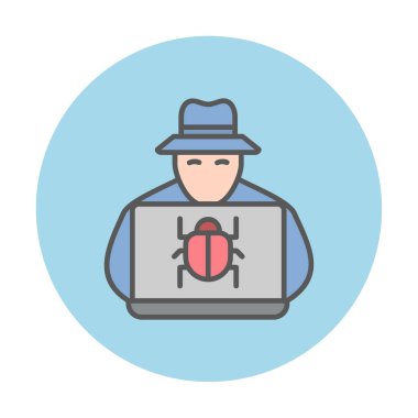 Basit Bilgisayar Hacker simgesi, vektör illüstrasyonu