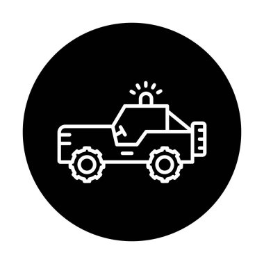 Askeri Jeep Simgesi, Vektör İllüstrasyonu