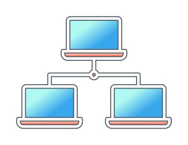 dizüstü bilgisayar ağı simgesi, vektör illüstrasyonu 