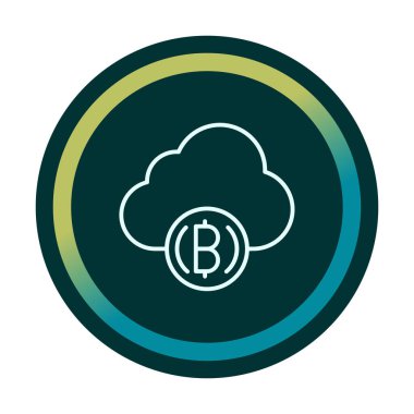 Bitcoin simgesi olan bulut, vektör illüstrasyon grafik tasarımı