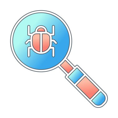 Böcekli büyüteç, virüs tespit simgesi, vektör illüstrasyon tasarımı 