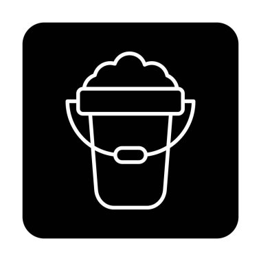 Köpük simgesi olan kova, vektör illüstrasyonu  