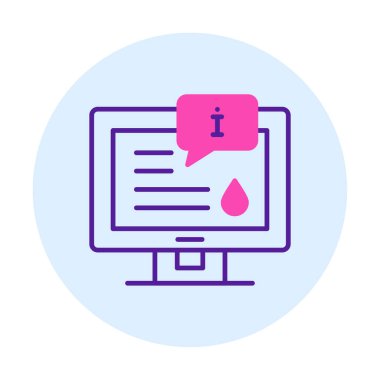 Bilgi simgesi vektör illüstrasyonlu bilgisayar ekranı