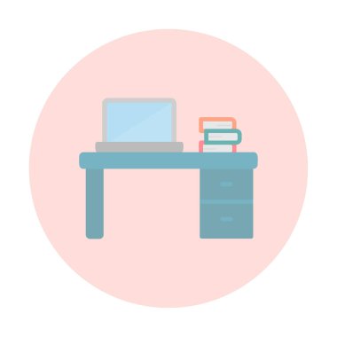 Ofis masa simgesinin vektör illüstrasyonu 