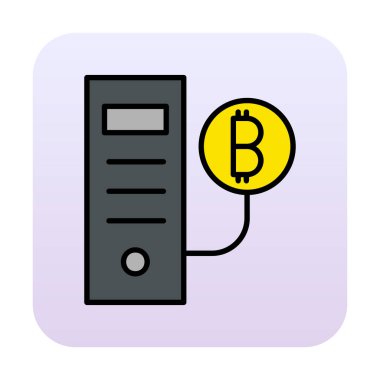 Bitcoin Madeni İşlemcisi (BTC) simgesi, vektör illüstrasyonu 