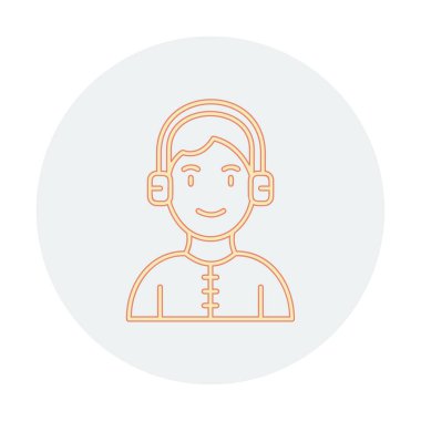 DJ avatar web simgesi, vektör illüstrasyonu 