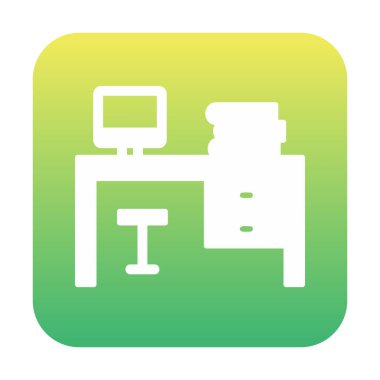 ofis masası simgesi, basit vektör illüstrasyonu