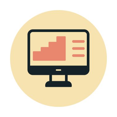 Basit Bilgisayar İzleme Veri Analizi simgesi, vektör illüstrasyonu